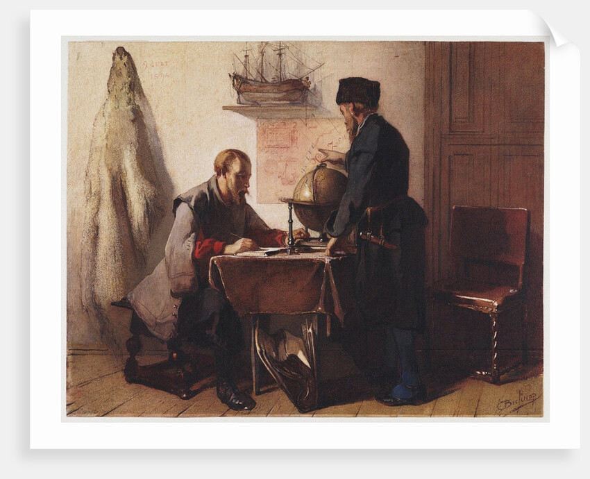 Jacob van Heemskerk and Willem Barendsz. plan their trip to the Arctic in 1594 by Christoffel Bisschop