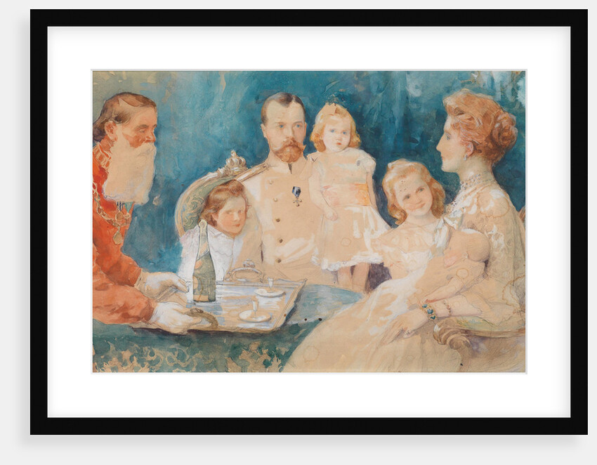Tsar Nicholas II and Alexandra Fyodorovna with their Daughters Olga, Tatiana, Maria und Anastasia (a by Elena Petrovna Samokish-Sudkovskaya
