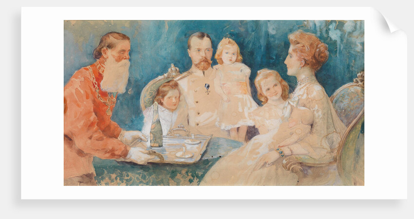 Tsar Nicholas II and Alexandra Fyodorovna with their Daughters Olga, Tatiana, Maria und Anastasia (a by Elena Petrovna Samokish-Sudkovskaya