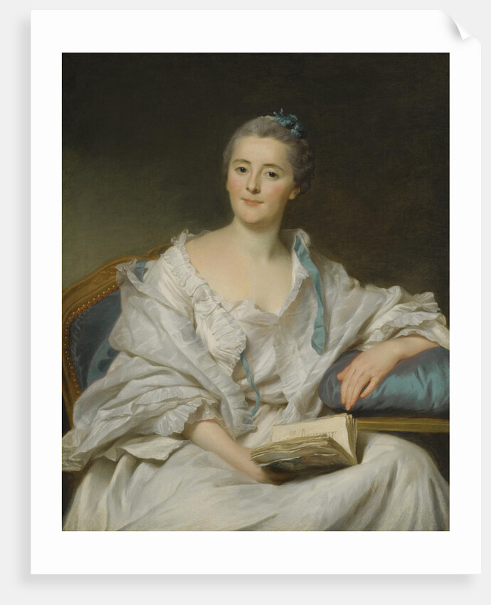 Portrait of Marie-Françoise Julie Constance Filleul, Marquise de Marigny with a book by Alexander Roslin