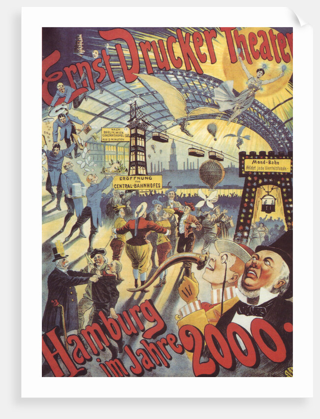 Hamburg in the Year 2000. Poster for the Ernst Drucker Theatre, 1896 by Adolph Friedländer