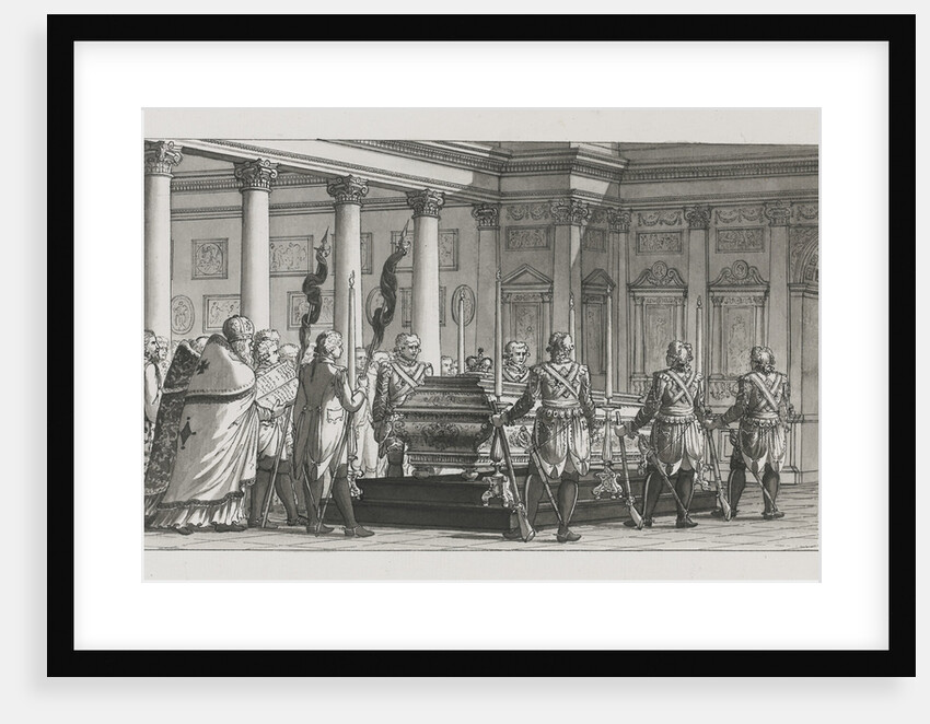 The Emperor Paul I Lying in State with a guard of honour by Giacomo Antonio Domenico Quarenghi
