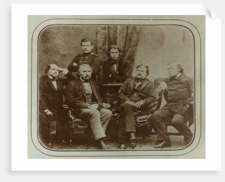 Sovremennik: Ivan Goncharov, Ivan Turgenev, Leo Tolstoy, Dmitri Grigorovich, Alexander Druzhinin and by Sergei Lvovich Levitsky