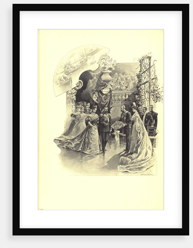 Alexandra Fyorodovna and Nicholas II during the ceremonial reception at the French Embassy, 1899 by Elena Petrovna Samokish-Sudkovskaya