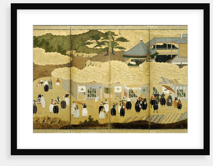 Arrival of a Portuguese ship. Nanban screen, ca. 1600 by Anonymous
