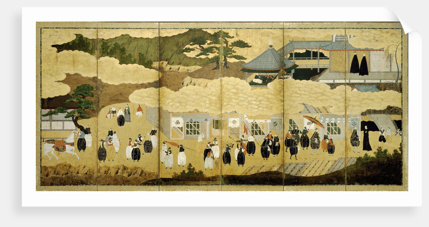 Arrival of a Portuguese ship. Nanban screen, ca. 1600 by Anonymous
