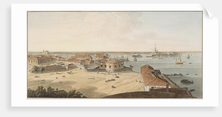 View to the Spit of Vasilyevsky Island and Peter and Paul Fortress, Between 1802 and 1805 by John Augustus Atkinson