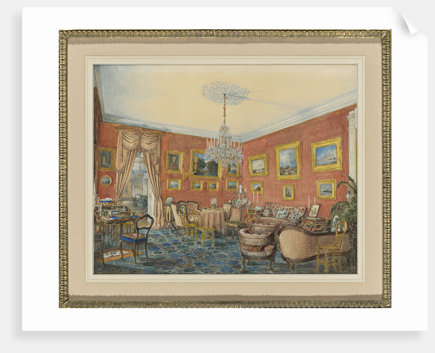 View of the artists drawing room in his townhouse by the Neva in St. Petersburg, 1859 by Eduard Hau