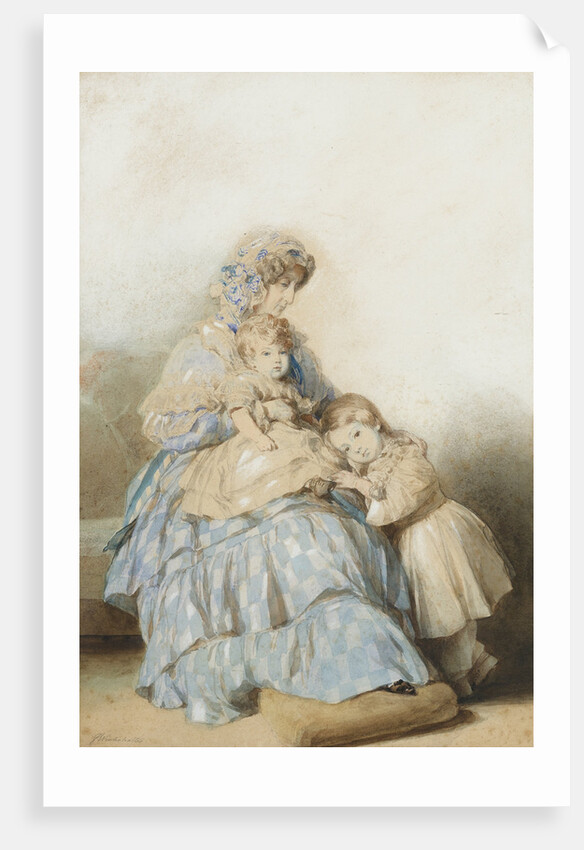 Queen Maria Amalia of the French, with children of Prince Louis, Duke of Nemours, 1845 by School of Franz Xaver Winterhalter