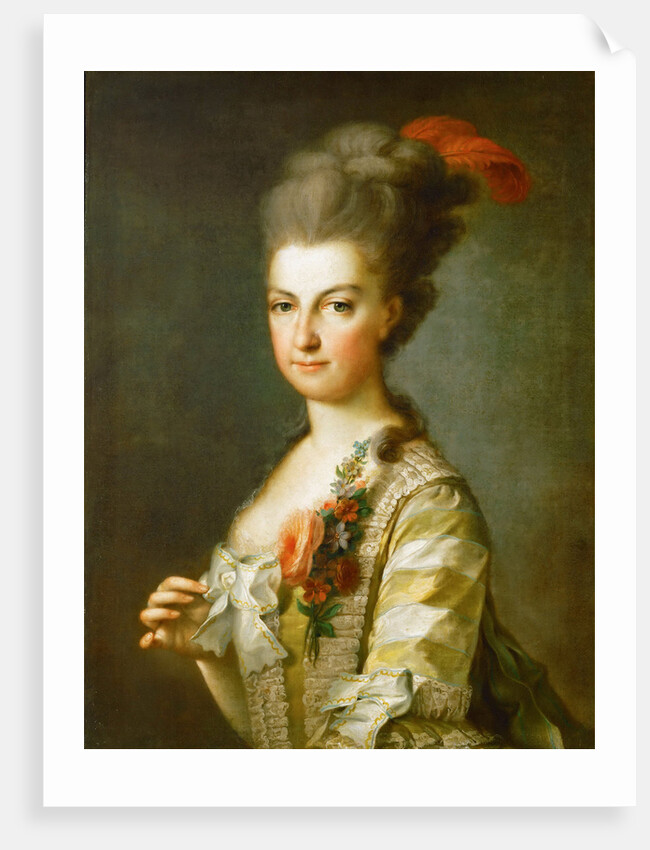Archduchess Maria Christina, Duchess of Teschen, in a striped silkdress, ca 1766-1770 by Anonymous