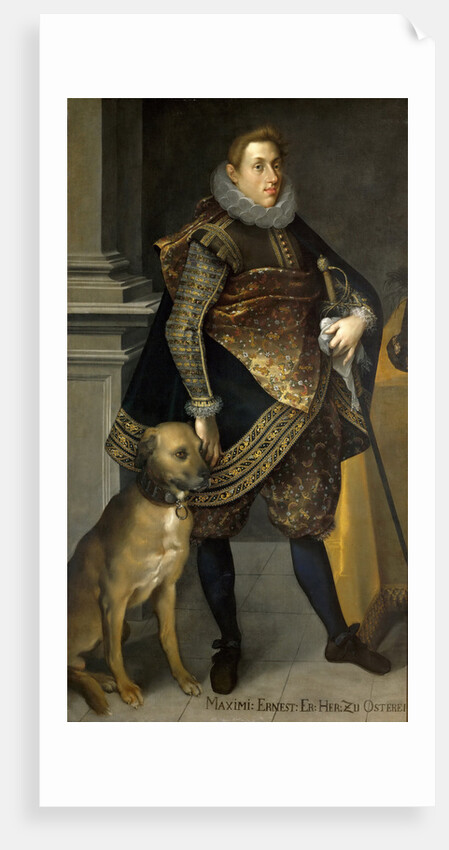 Archduke Maximilian Ernest of Austria with a hunting dog, 1604 by Joseph Heintz the Elder