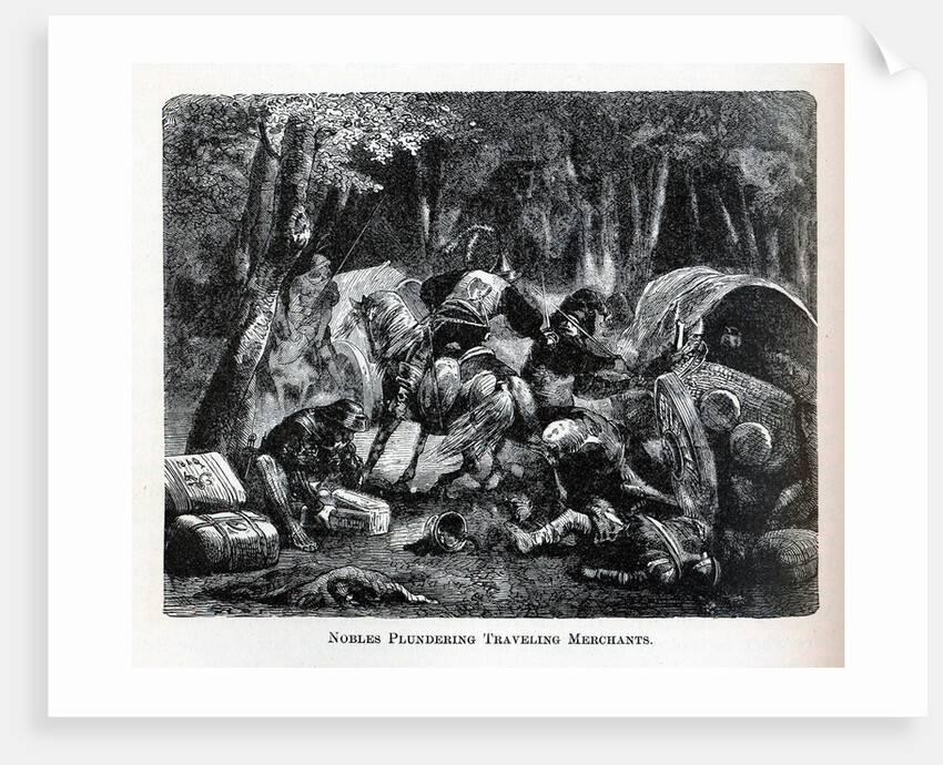Nobles Plundering Traveling Merchants, 1882 by Anonymous