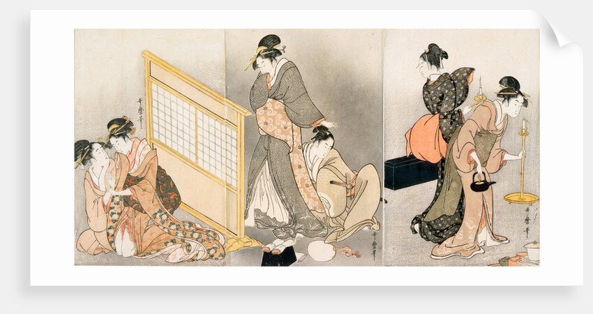 Double pillow. Triptych, ca 1794 by Kitagawa Utamaro
