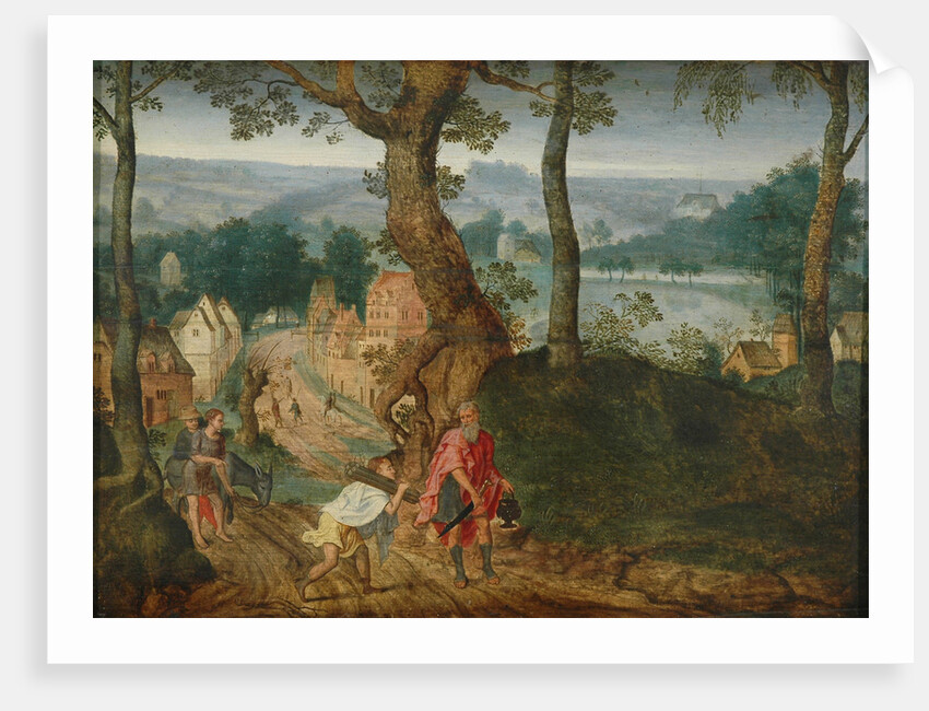 Landscape with Abraham and Isaac, Mid of 17th century by Jacob Grimmer