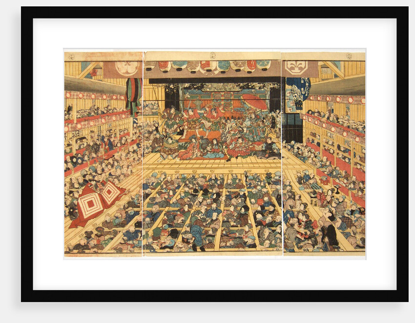 Odori-keiyo Edo-e no Sakae: Theatre interior with Shibaraku performance, 1858 by Utagawa Kunisada