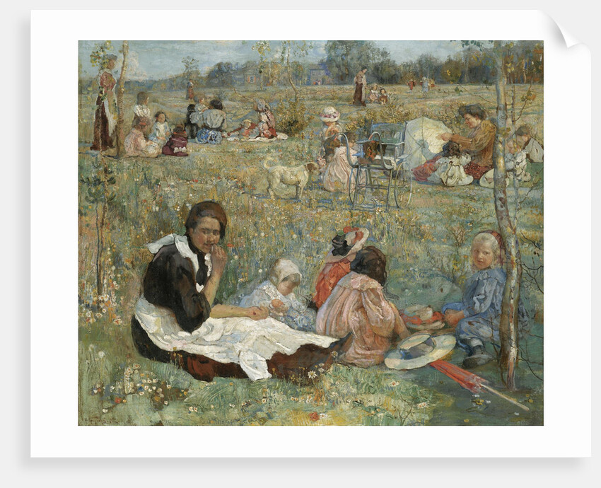 Nanny with children, 1912 by Isaak Izrailevich Brodsky