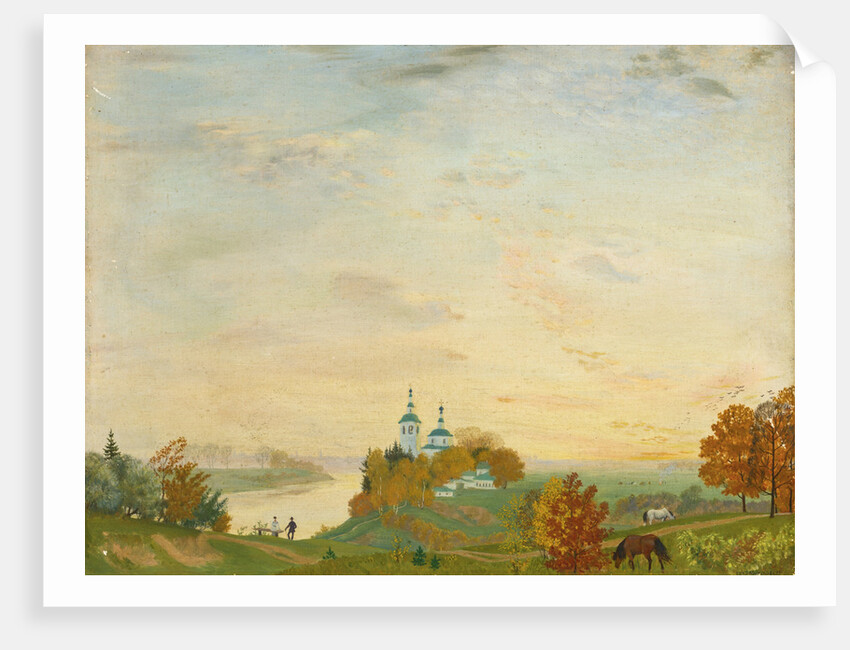 Above the river, Autumn, 1919 by Boris Michaylovich Kustodiev