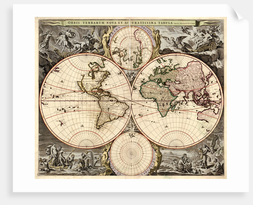 Orbis terrarum nova et accuratissima tabula, ca 1690 by Nicolaes Visscher