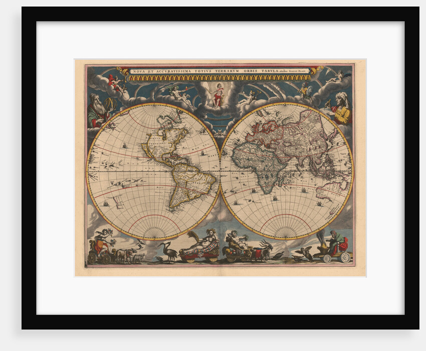 Double hemisphere map of the World, 1662 by Joan Blaeu