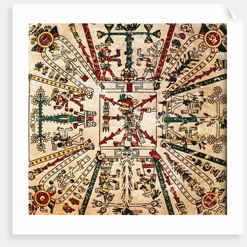 Aztec god Xiuhtecuhtli. The Codex Fejérváry-Mayer, 15th century by Pre-Columbian art