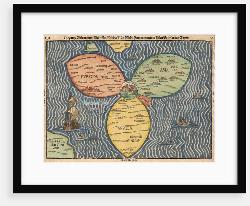 The three continents with Jerusalem in the center of the World, 1581 by Heinrich Bünting