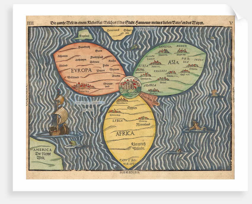 The three continents with Jerusalem in the center of the World, 1581 by Heinrich Bünting