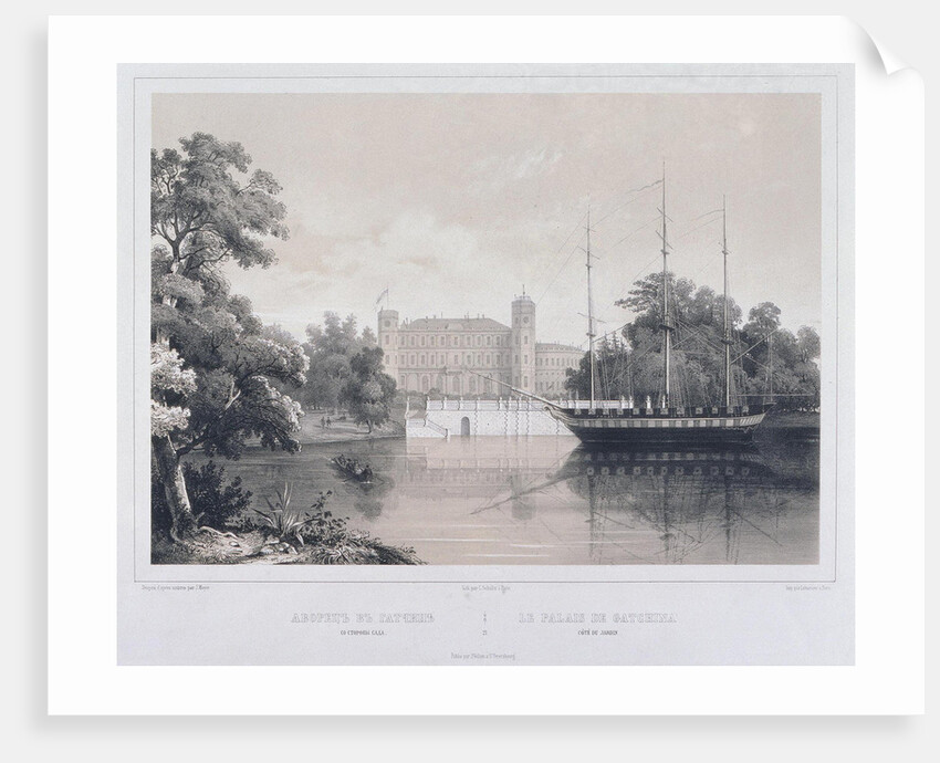 View of the Palace in Gatchina from the Lake, 1850s by Carl Schulz