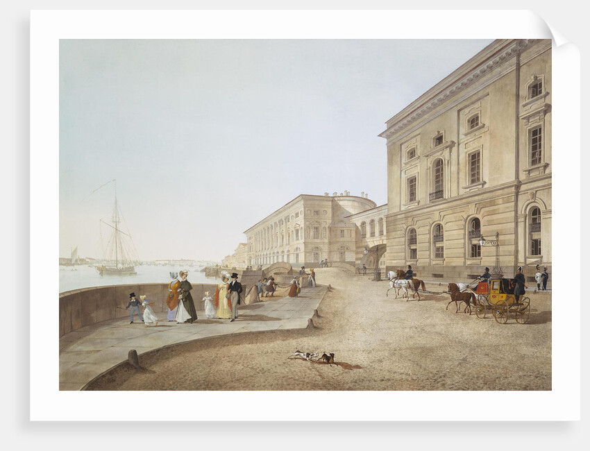 View of the Neva Embankment by the Old Hermitage Building, 1824 by Karl Petrovich Beggrov