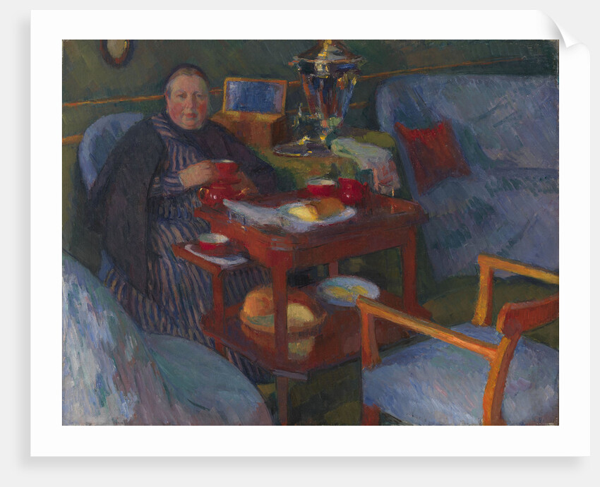 Woman drinking tea by Osip Emmanuilovich Braz