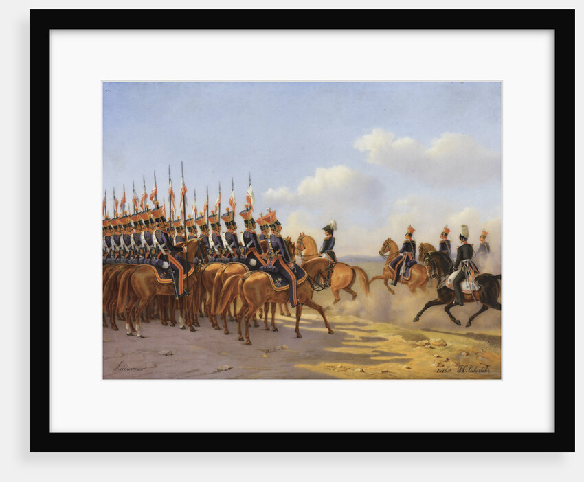 Nicholas I and his entourage reviewing the Life Guards Lancer (Ulansky) His Majestys Regiment, 1846 by Anonymous