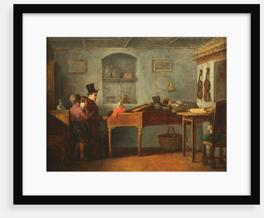 The schoolmaster with the boys singing flat at the piano, 1840 by Anonymous