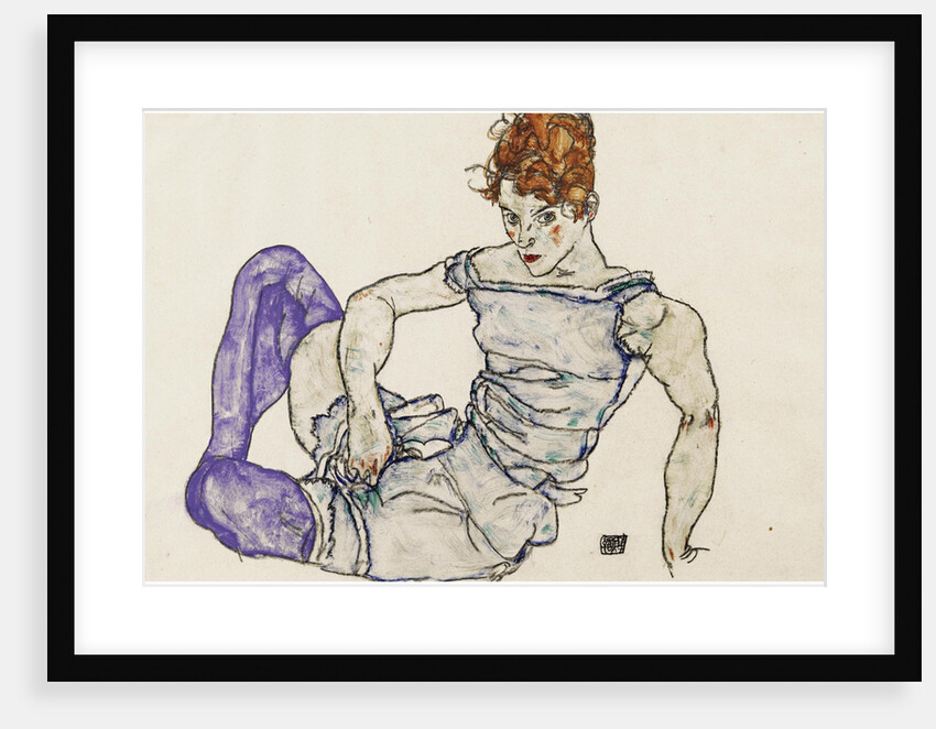 Seated woman in violet stockings, 1917 by Anonymous