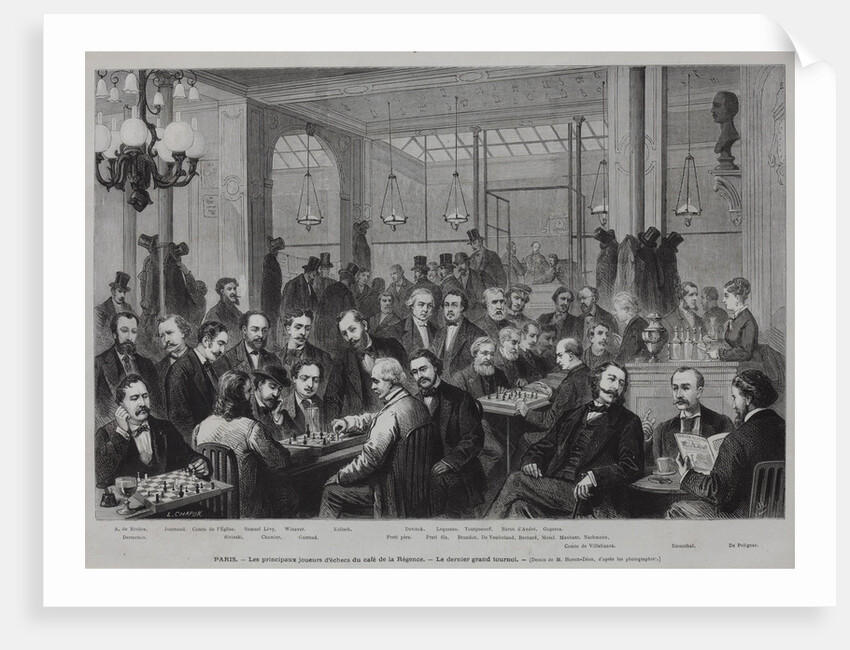 The chess tournament at the Café de la Régence (From Le Monde Illustré), 1874 by Anonymous