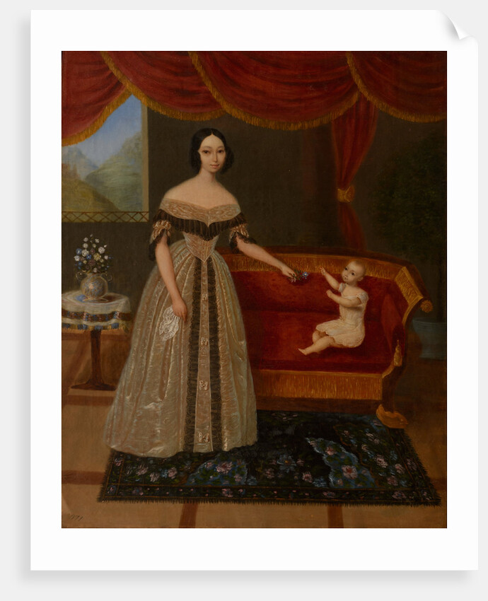 Portrait of Elizaveta Andreevna Yurievich with son Nikolai, 1838 by Anonymous