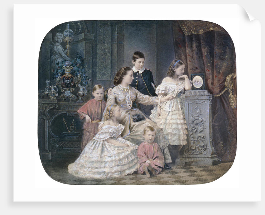 Portrait of Grand Duchess Alexandra Iosifovna of Saxe-Altenburg with children by Anonymous
