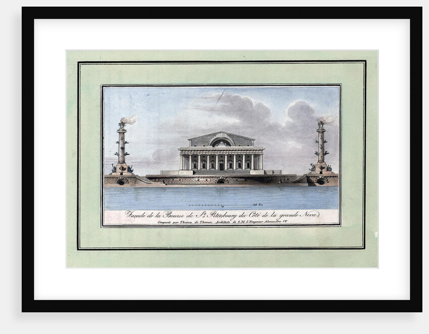 Facade of the Stock Exchange Building on the Spit of Vasilyevsky Island, with Two Rostral Columns by Anonymous