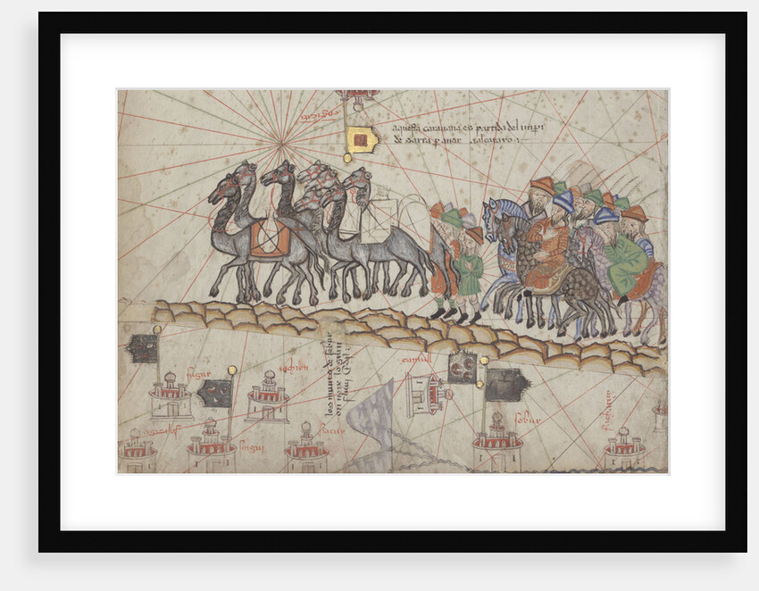 Caravan on the Silk Road. Detail from the Catalan Atlas by Anonymous