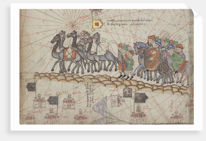 Caravan on the Silk Road. Detail from the Catalan Atlas by Anonymous