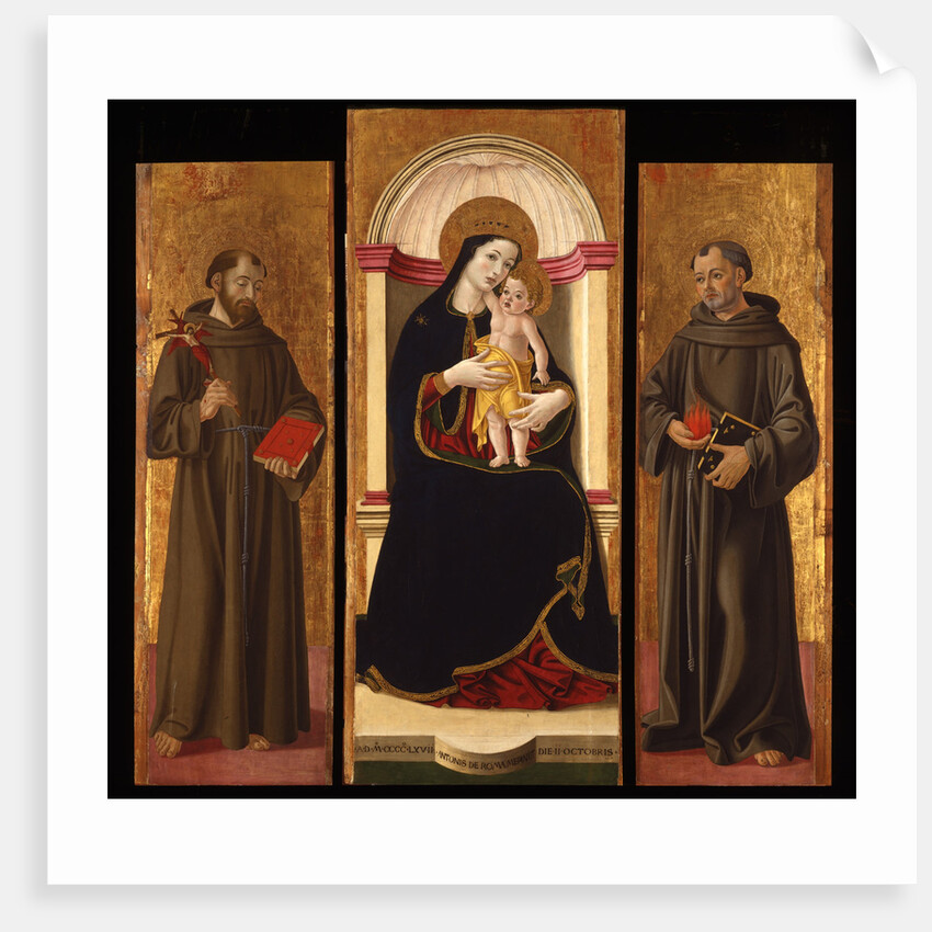 Triptych: Virgin and child with Saints Francis and Anthony Abbot by Anonymous