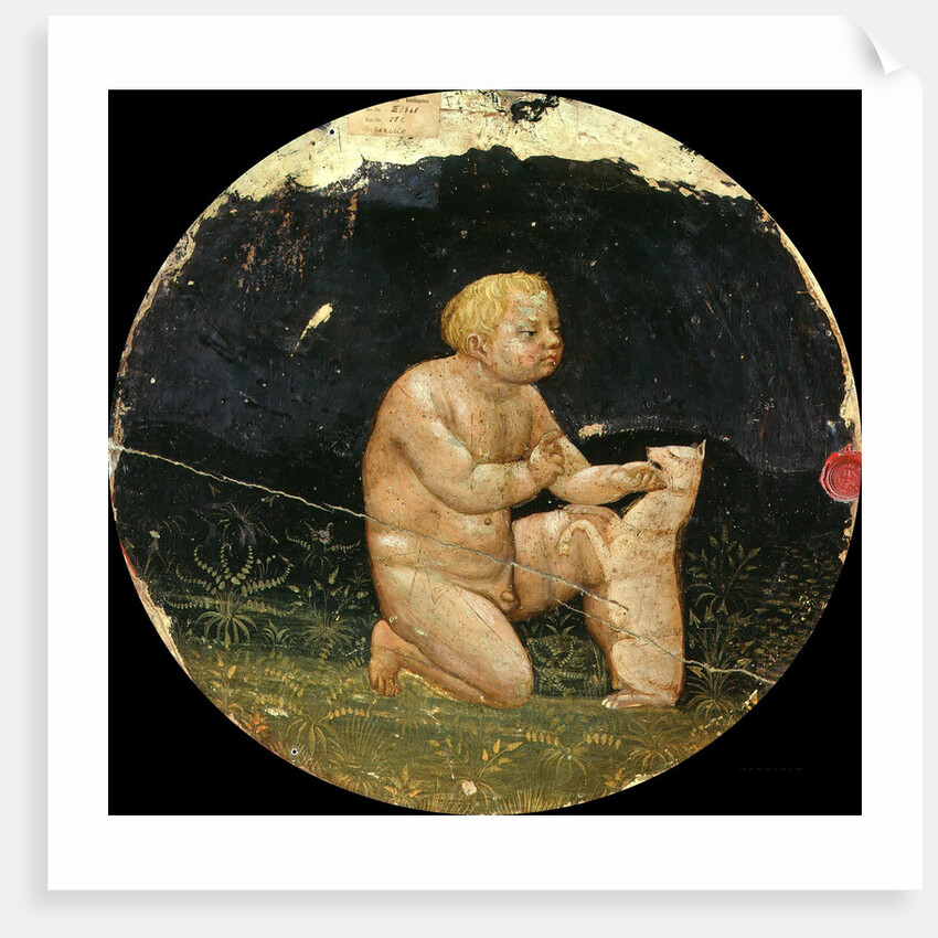 Birth Plate (Desco da Parto) Obverse: Boy playing with a dog by Anonymous