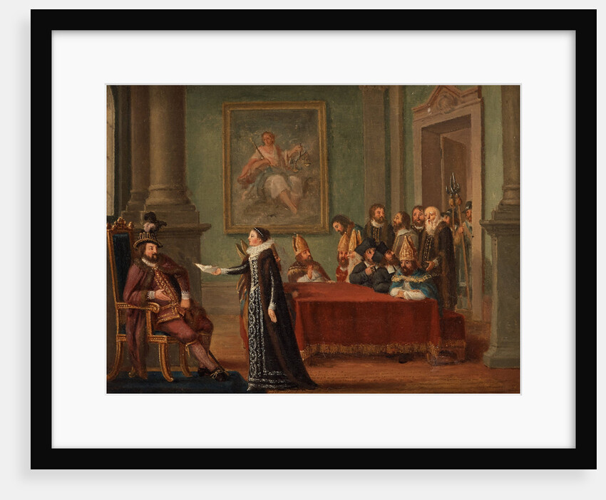 Christina Gyllenstierna with the letter of safe conduct before Christian II by Anonymous