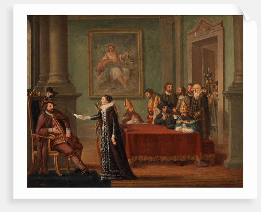 Christina Gyllenstierna with the letter of safe conduct before Christian II by Anonymous