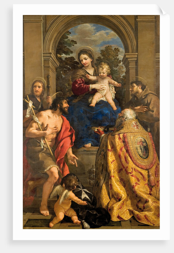 Virgin and child with Saints James, John the Baptist, Pope Stephen I and Francis by Anonymous