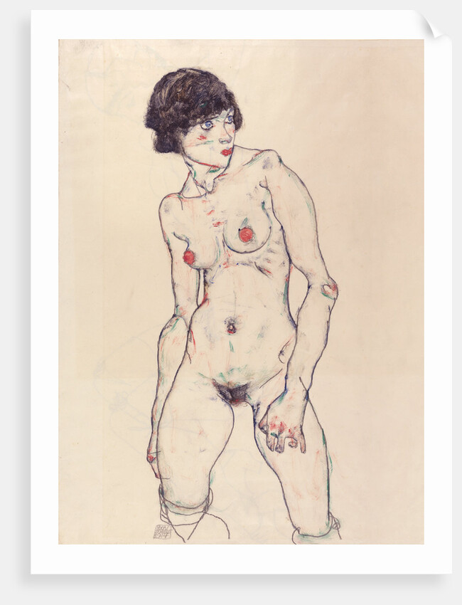Standing Nude with Stockings by Anonymous