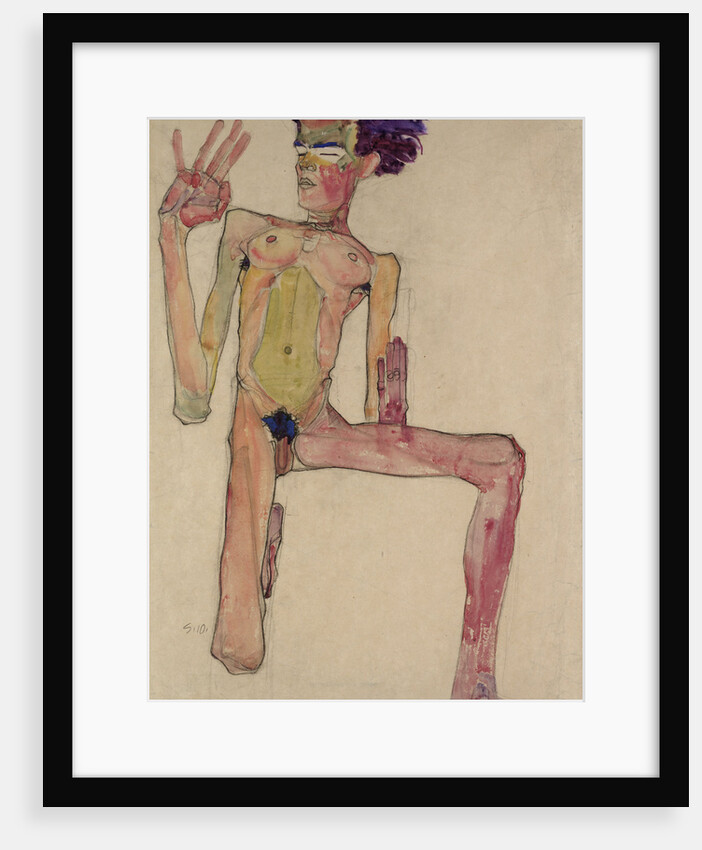 Kneeling Nude with Raised Hands (Self-Portrait) by Anonymous