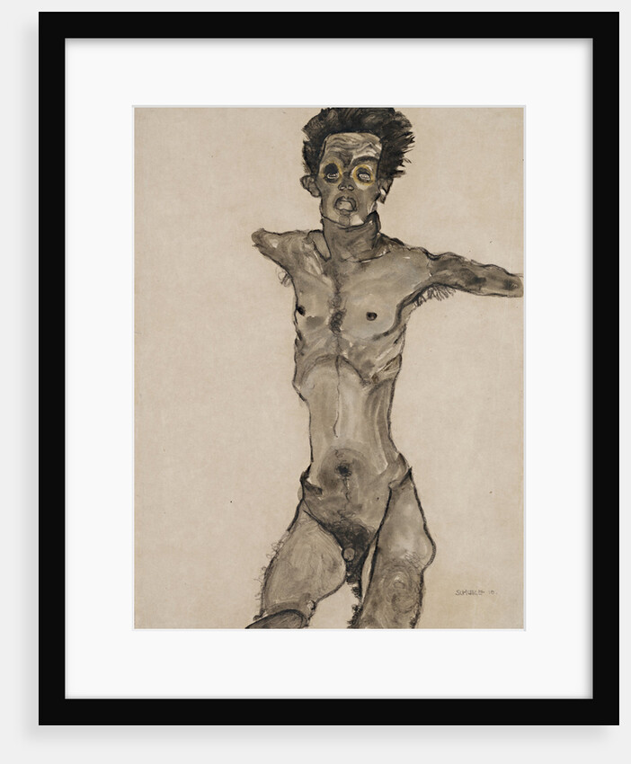Nude Self-Portrait in Gray with Open Mouth by Anonymous