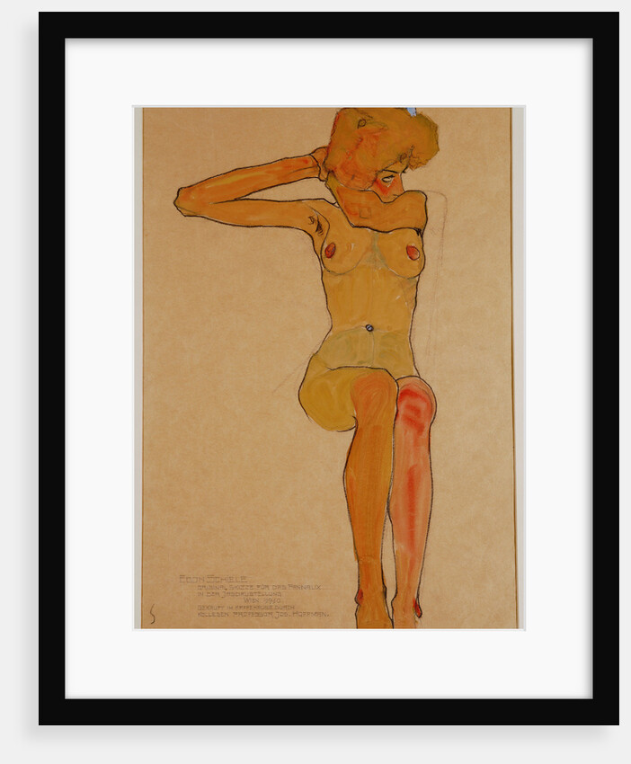 Seated Female Nude with Raised Arm (Gertrude Schiele) by Anonymous