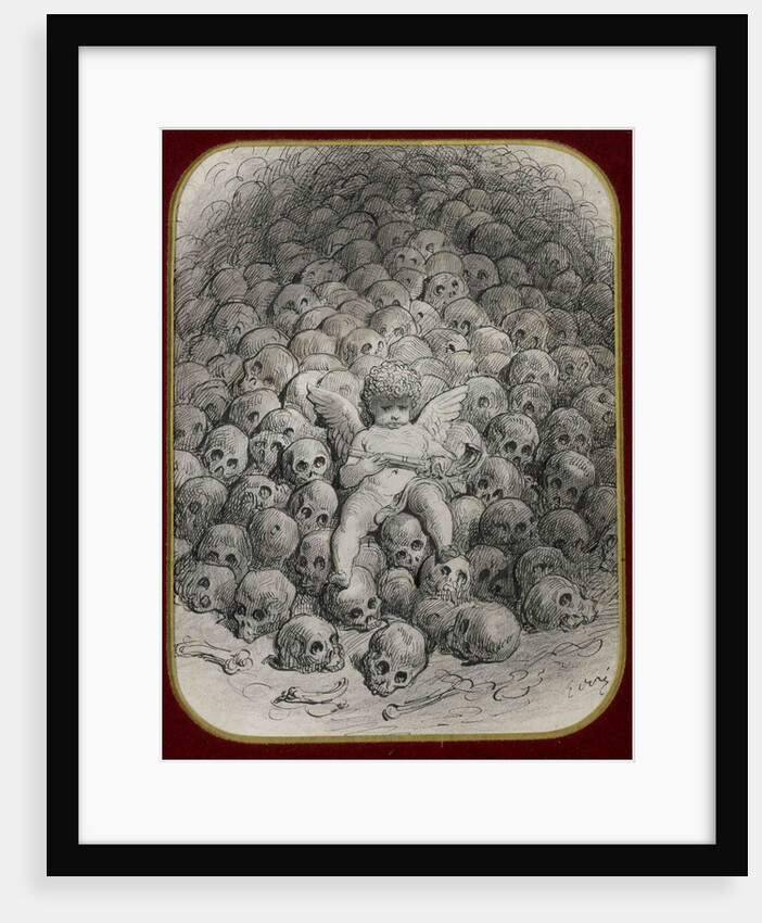 Cupid with a Pistol on Top of a Mountain of Skull by Anonymous