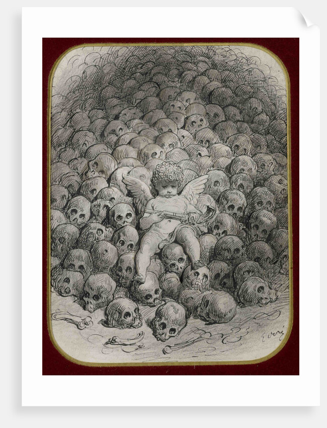 Cupid with a Pistol on Top of a Mountain of Skull by Anonymous