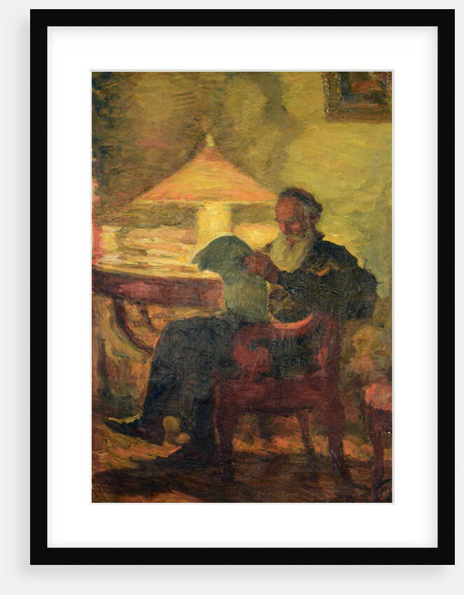 Leo Tolstoy reading by Anonymous